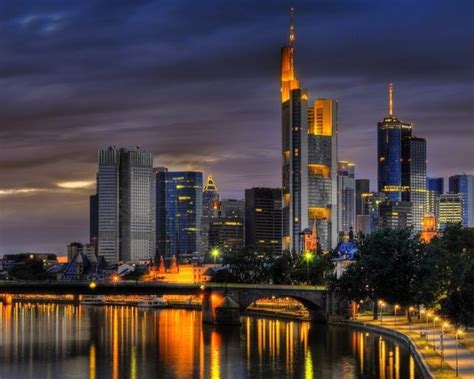 Frankfurt Germany City Skyline Night London Skyline Night City