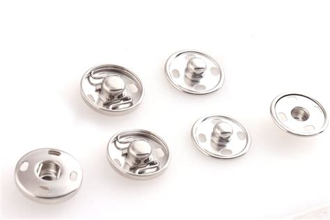 Round Sew On Snap Button Silver Poppers Snap Fasteners Press Etsy