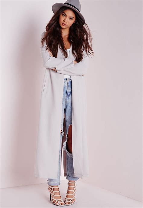 Missguided Grey Long Sleeve Maxi Duster Jacket Duster Jacket Long Sleeve Maxi Maxi Duster Coat