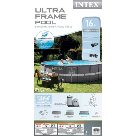 Intex 16ft X 48in Ultra Frame Pool Set With Filter Pump Ladder Ground