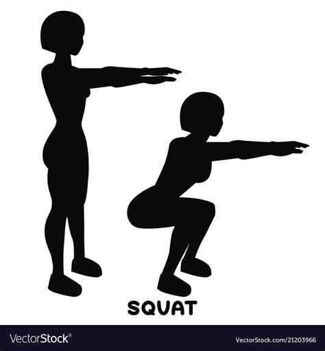 Squat Sport Exersice Silhouettes Woman Doing Vector Image