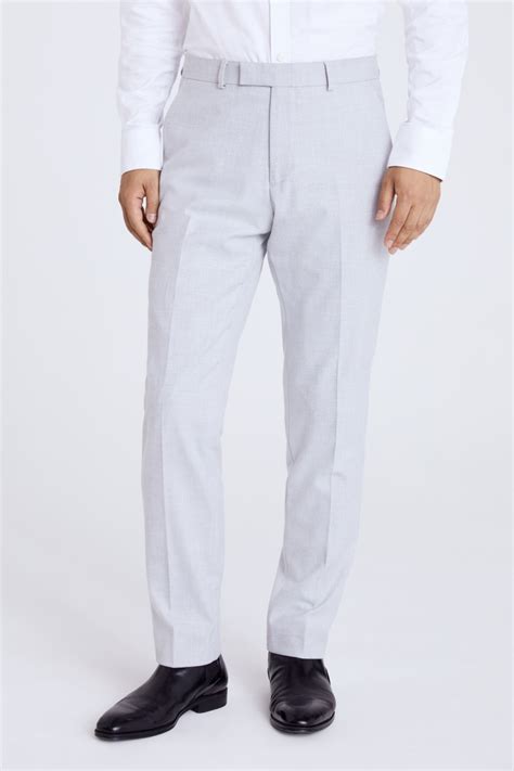 Tailored Fit Light Grey Flannel Trousers Buy Online At Moss