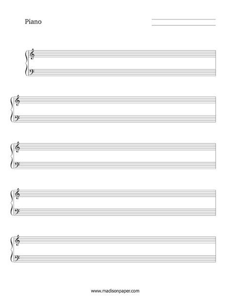 Blank Piano Sheet Music Madisons Paper Templates