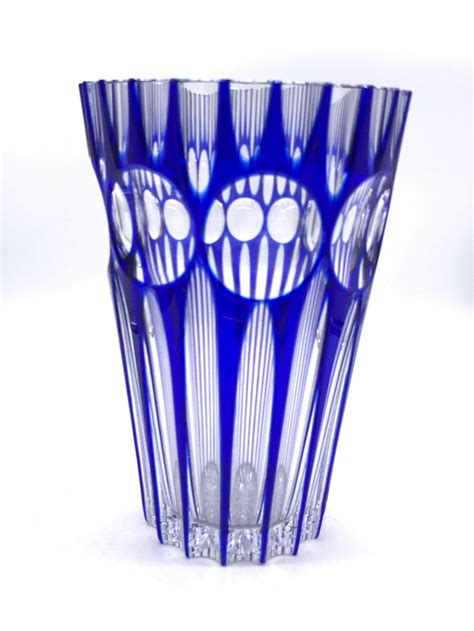 Vintage Cobalt Blue Cut Crystal Vase Barnebys