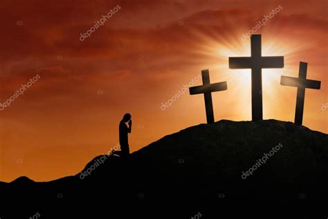 Praying At The Cross — Stock Photo © Realinemedia 20406101