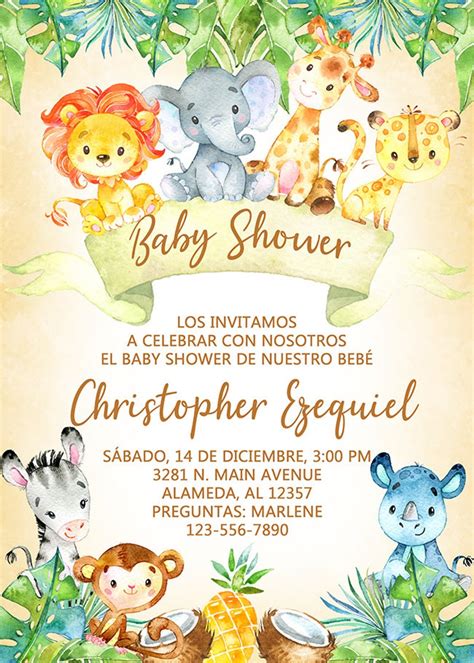 Niño Safari Bebé Ducha Invitación Jungle Baby Shower Etsy
