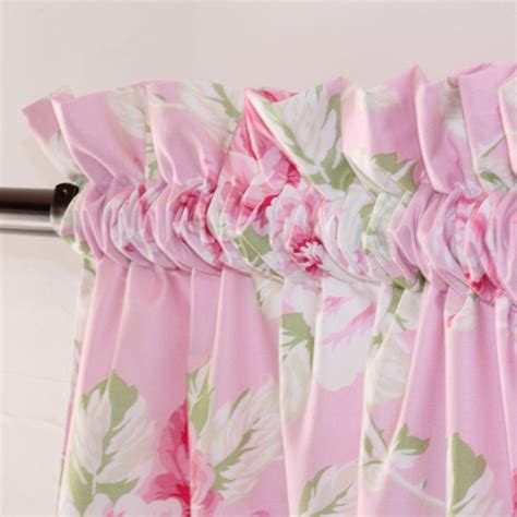 Curtain Panels Pair Pink Floral Shabby Chic Roses Shabby Chic