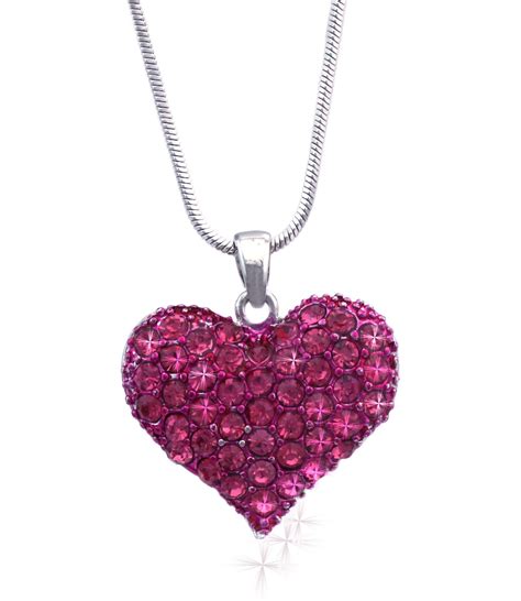 Cocojewelry Small Heart Crystal Pave Pendant Necklace Valentines Day
