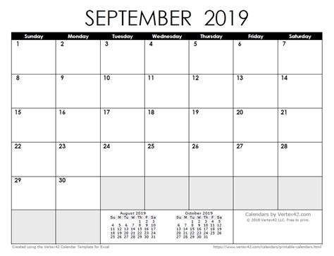 Aug Sep 2019 Calendar Excel Qualads