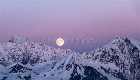 Full Moon Rising Over Mountains Stock Image Image Of