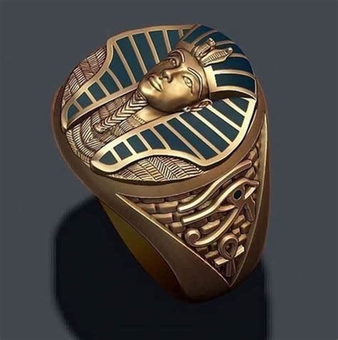 King Egyptian Pharaoh Tutankhamun Signet Ring Etsy