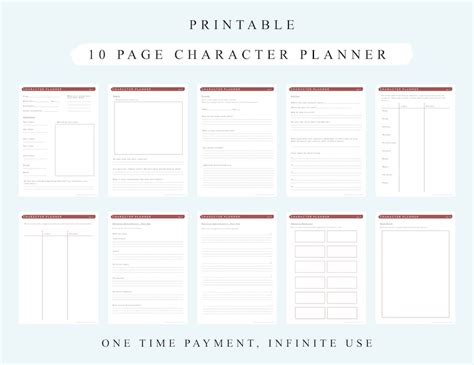 Printable 10 Page Character Planner A4 Pdf Download Etsy