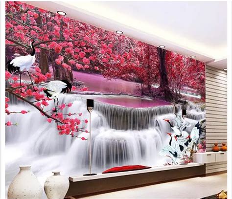 Customized 3d Wallpaper 3d Wall Murals Wallpaper Waterfall Xianhe Tv