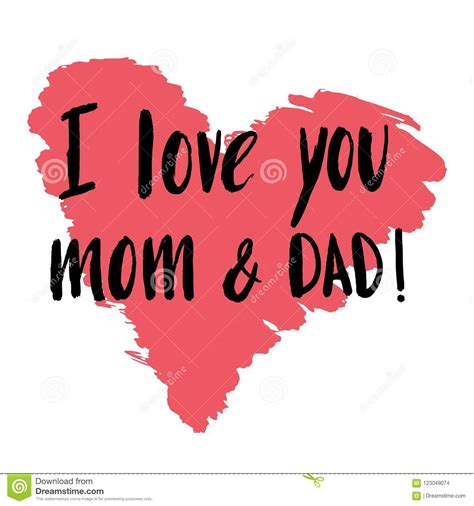 6 styles i love you with heart set charms mom dad sister brother give your mom the gift of a memory. Hand Drawn Lettering, Quote I Love You Mom And Dad Stock Illustration - Illustration of foster ...