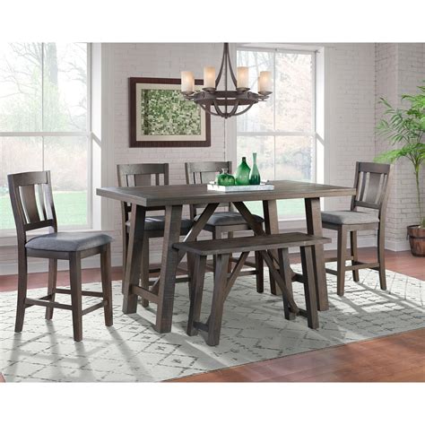 Elements International Cash Dcs100c6pc 6 Piece Counter Height Dining Set With Bench Knight