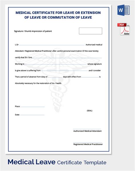 Medical Leave Certificate Free Download In Word Pdf