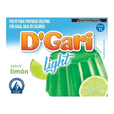 Polvo para preparar gelatina DGari de agua light sabor limón 20 g
