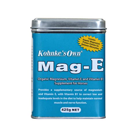 Horses will get calcium, zinc, copper, and, other vitamins. Kohnke Mag-E Magnesium Vitamin E & B1 Horse Supplement ...