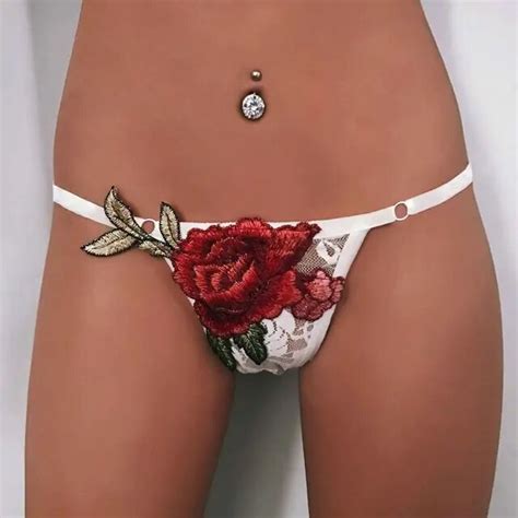 1pc Sexy Womens Floral Panties Floral Sheer Thongs Underwear Embroidered Flower Briefs G String