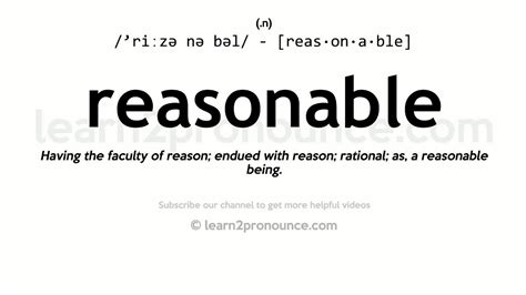 Pronunciation Of Reasonable Definition Of Reasonable Youtube