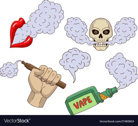 Cartoon Set Of Vaping Elements And Symbols Vector Image