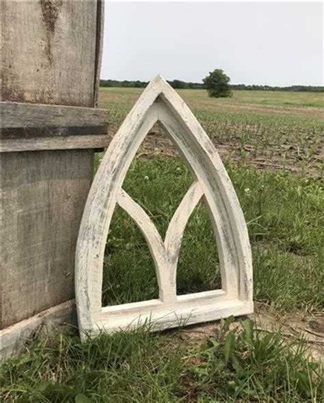 Arched Cathedral Window Frame Distressed Farmhouse Window Etsy Wood