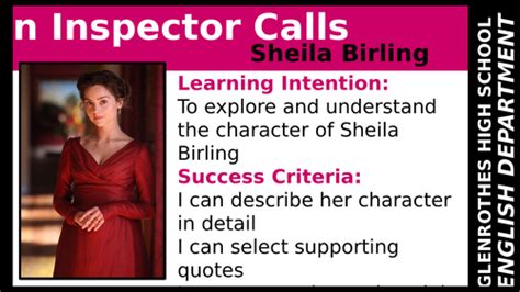 An Inspector Calls Sheila Birling Teaching Resources