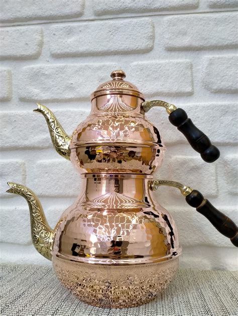 Turkish Copper Teapot Hammered Copper Tea Maker Turkish Etsy