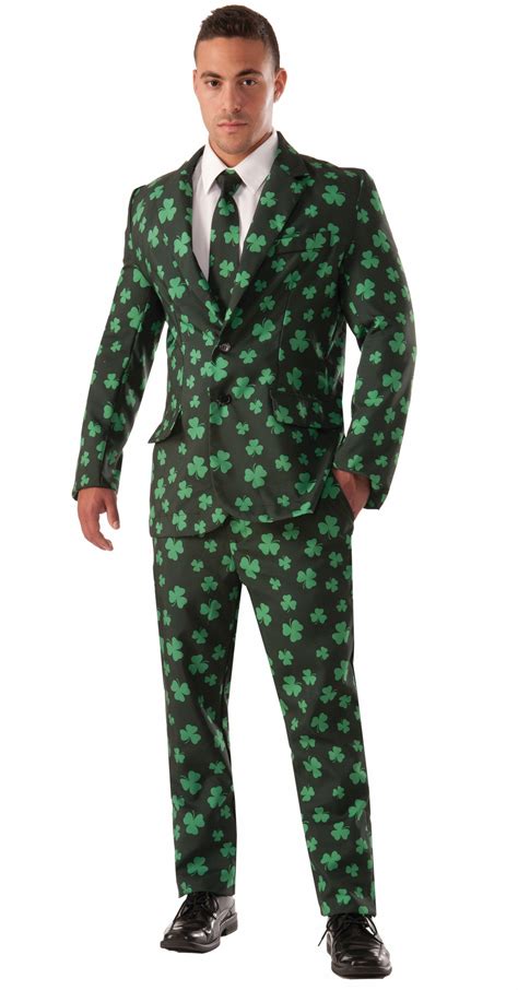Shamrock Suit St Patricks Patricks Day Green Irish Tie Leprechaun Mens