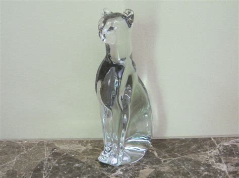 Vintage Clear Art Glass Cat Collectible Figurine By Silvestri