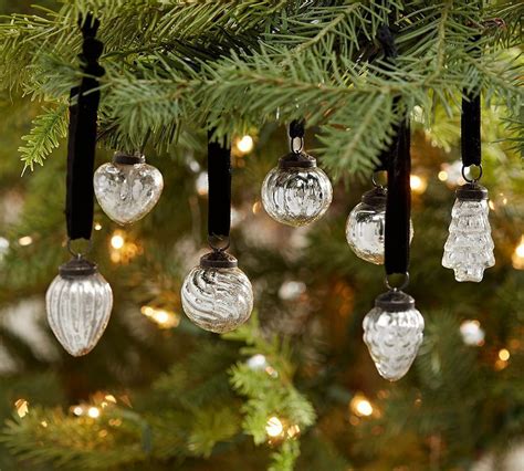 Mini Silver Mercury Glass Shaped Ornament Set Of 24 Pottery Barn Au