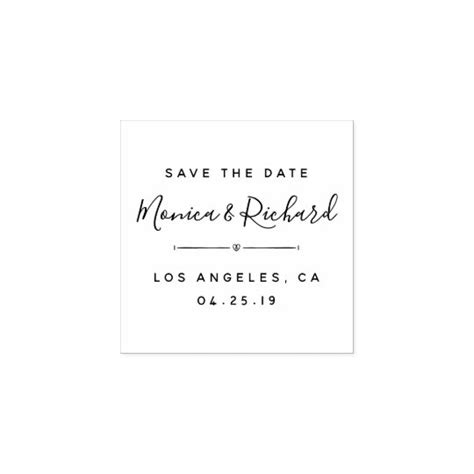 Custom Trendy Wedding Calligraphy Save The Date Rubber Stamp