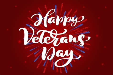 Happy Veterans Day Card Calligraphy Hand Lettering Vector Text On Red