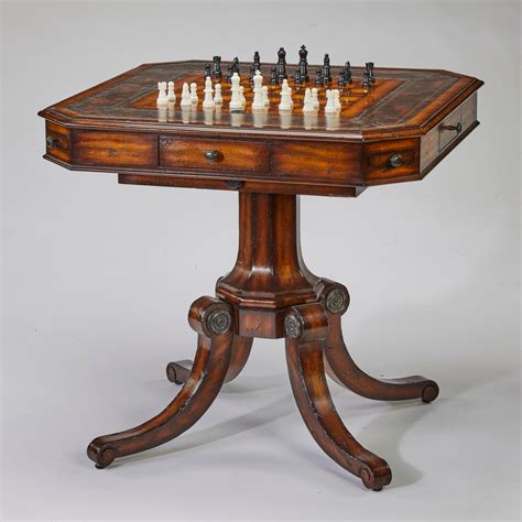 Maitland Smith Distressed Leather Top Games Table