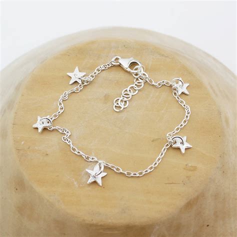 Sterling Silver Star Charm Bracelet By Lucy Kemp Silver Jewellery