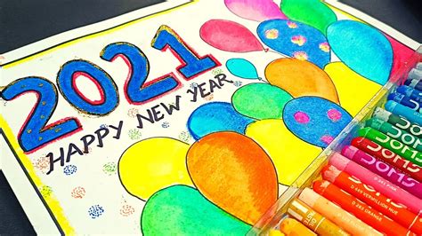 New Year Drawing 2021 Very Easy Happy New Year Drawing Easy New