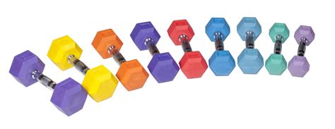 york color rubber hex dumbbell set 9 pairs new expert fitness supply