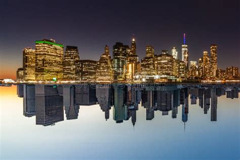 New York City Skyline Day And Night Reflection Stock Image Image Of