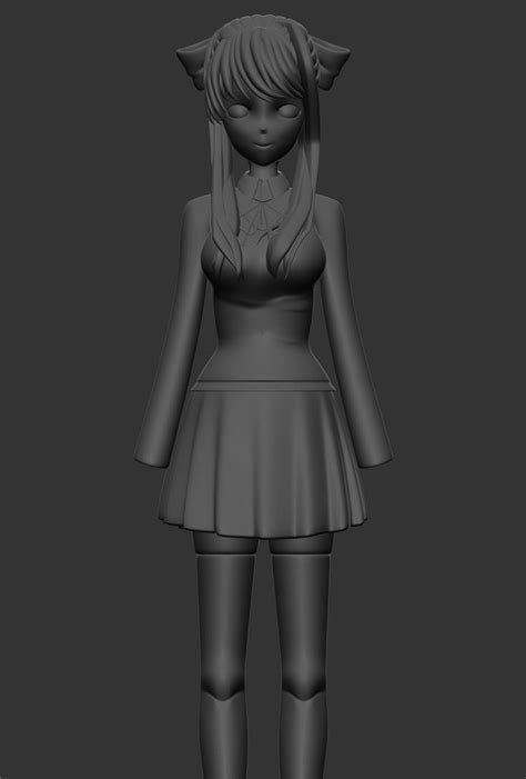 Ddlc Monika Model Wip04 By Cutietree On Deviantart