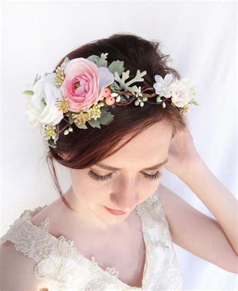 flower crown wedding bridal flower crown bridal flower headpiece floral crown wedding pink