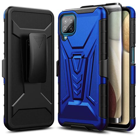 Nagebee Case For Samsung Galaxy A12 With Tempered Glass Screen Protector Full Coverage Belt