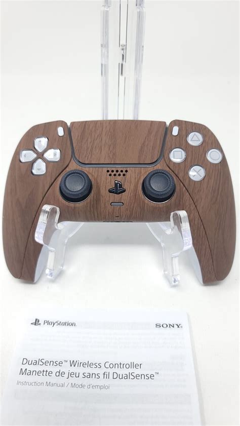 Wood Grain Custom Ps5 Dualsense Controller With Matching Touchpad Acl