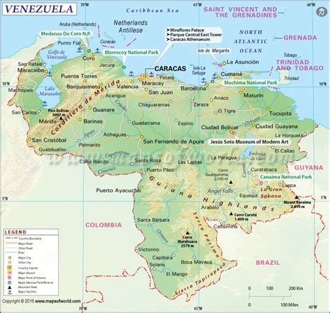 This Map Includes The Major Cities Of Venezuela With Other Main