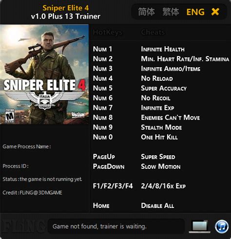 Sniper Elite 4 Plus 13 Trainer