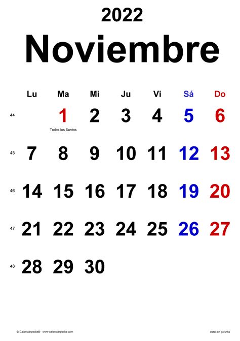 Calendario De Noviembre 2022 Calendarena