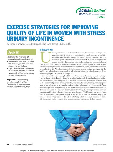 Stress Incontinence Exercise