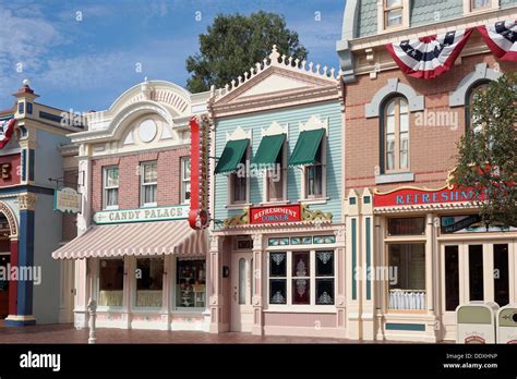 Disneyland Shops And Eateries Along Main Street Anaheim California