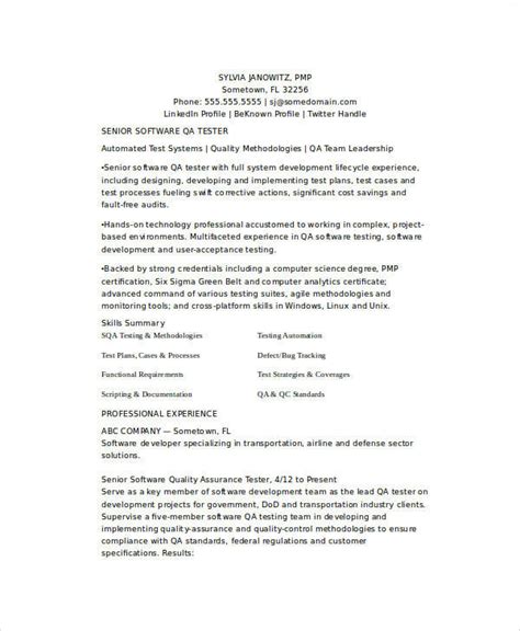 sample quality assurance resume templates  ms