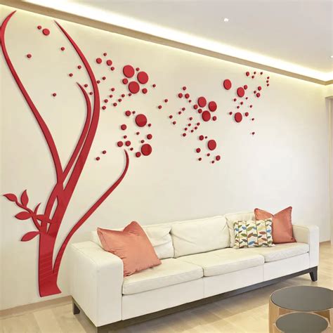 3d Large Size Round Dots Tree Wall Stickers Home Decor Living Room Art