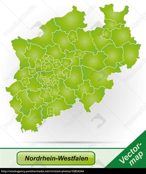 Karte Von Nordrhein Westfalen Mit Grenzen In Grün Lizenzfreies Foto
